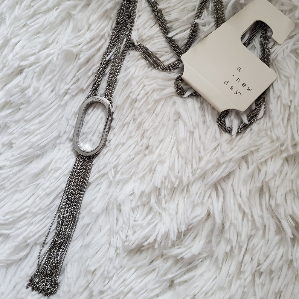 NWT A New Day Silver Oblonh Necklace
